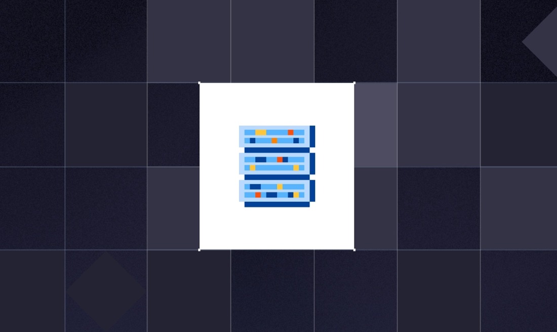 Mistral’s wordless illustration of three blue server units on a dark grid