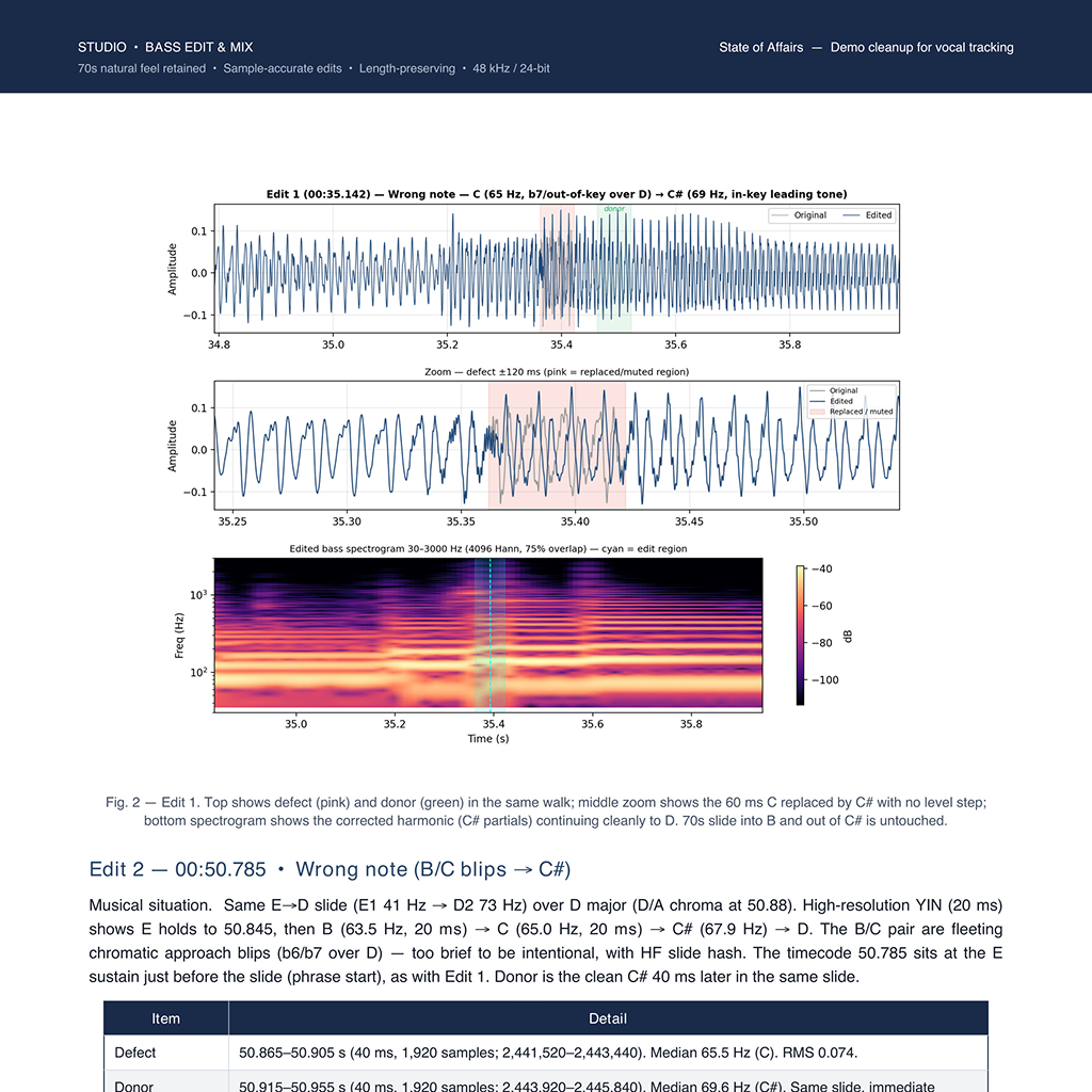 Muse Spark 1.3 audio session editing and mixing deliverable