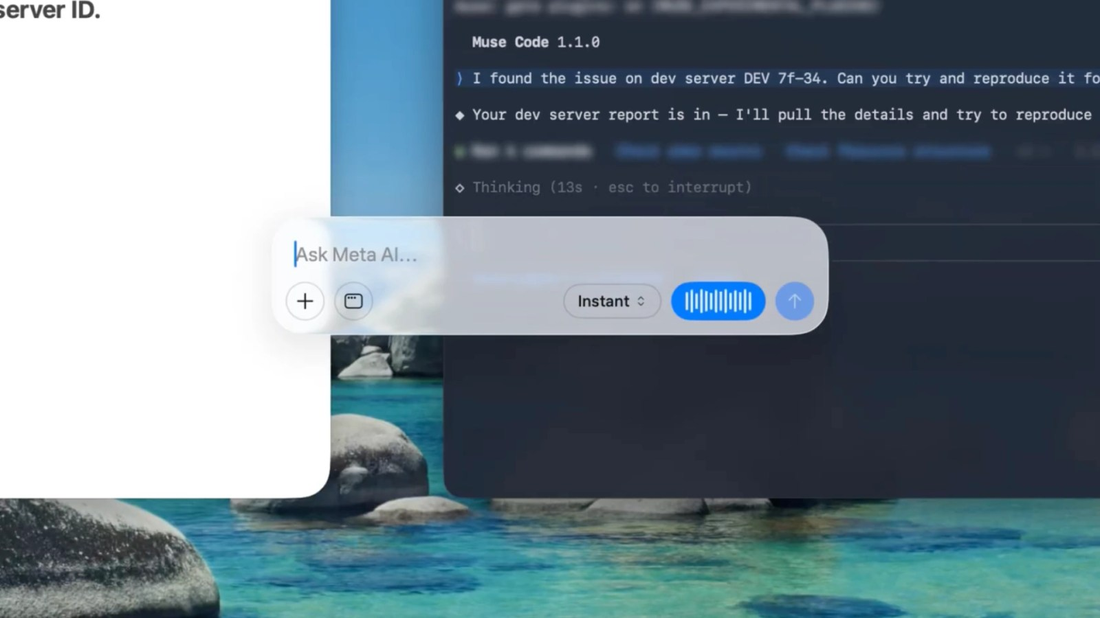 Meta AI for Mac dictation interface with voice input active