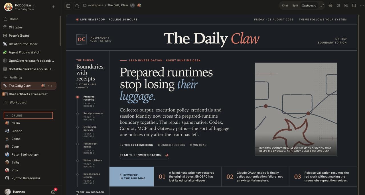 OpenClaw multiplayer dashboard