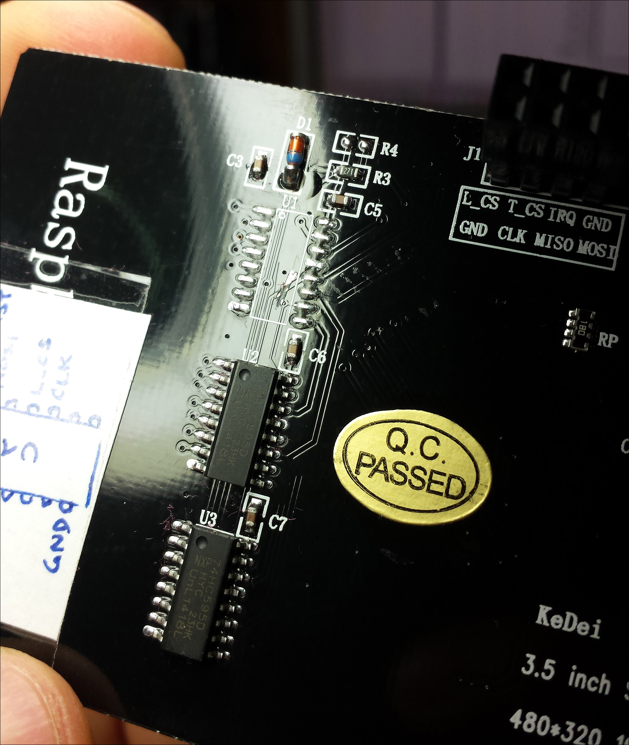 U1 removed, interrupt PCB trace