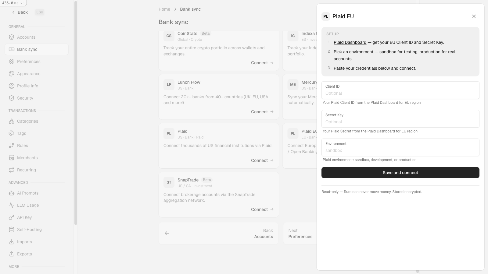 Connect drawer with localized setup steps