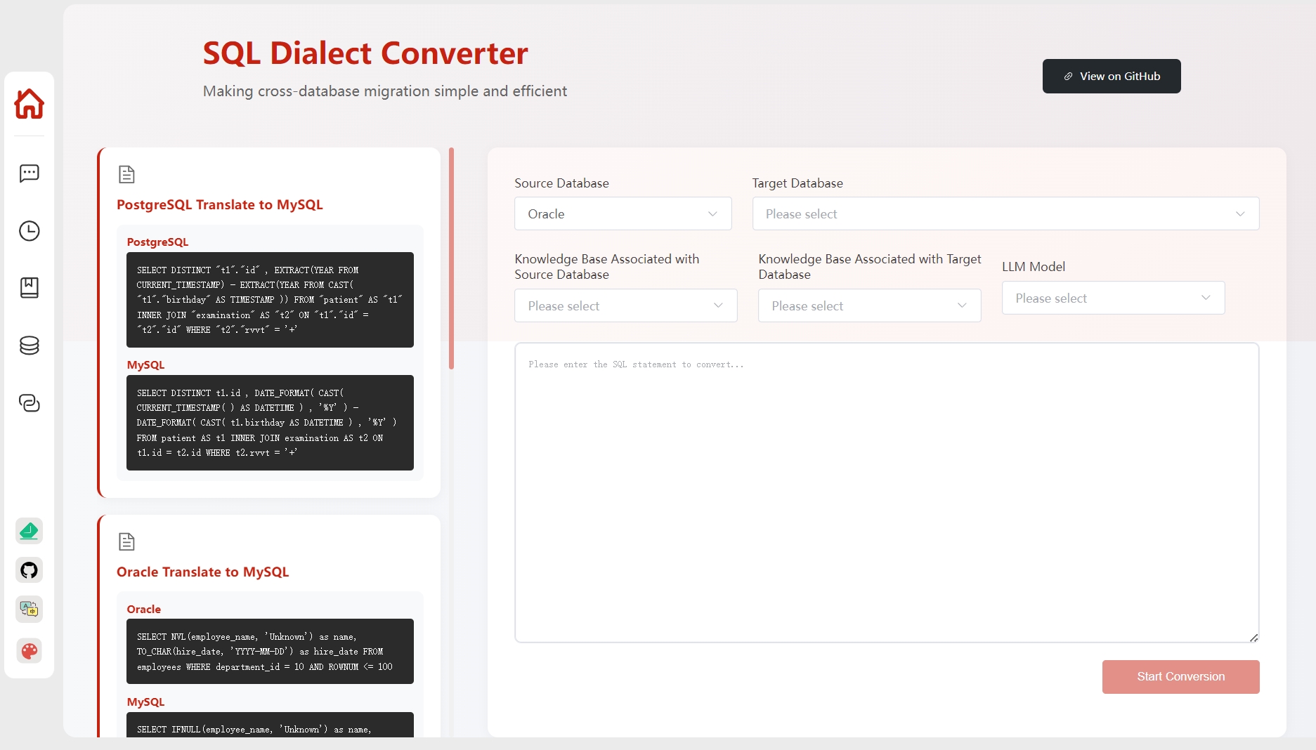 Web Interface Homepage