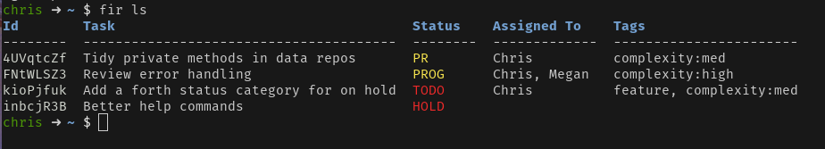 GitHub - weavc/fir: Fir - Command line task management