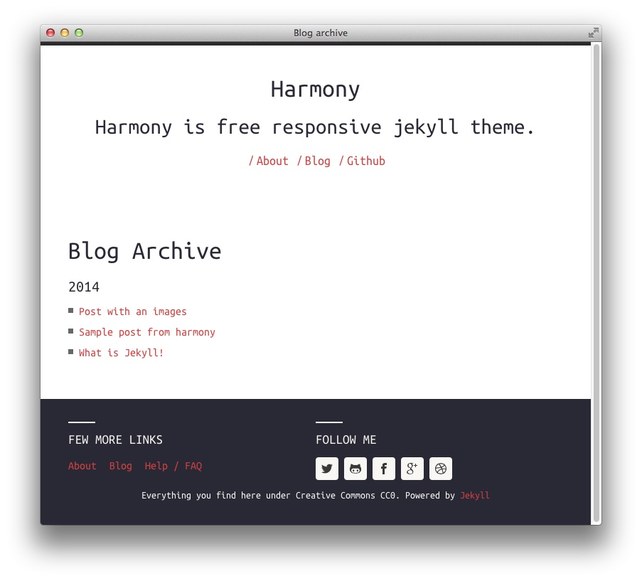 Blog archive page screenshot
