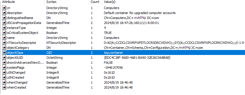 Container的objectClass