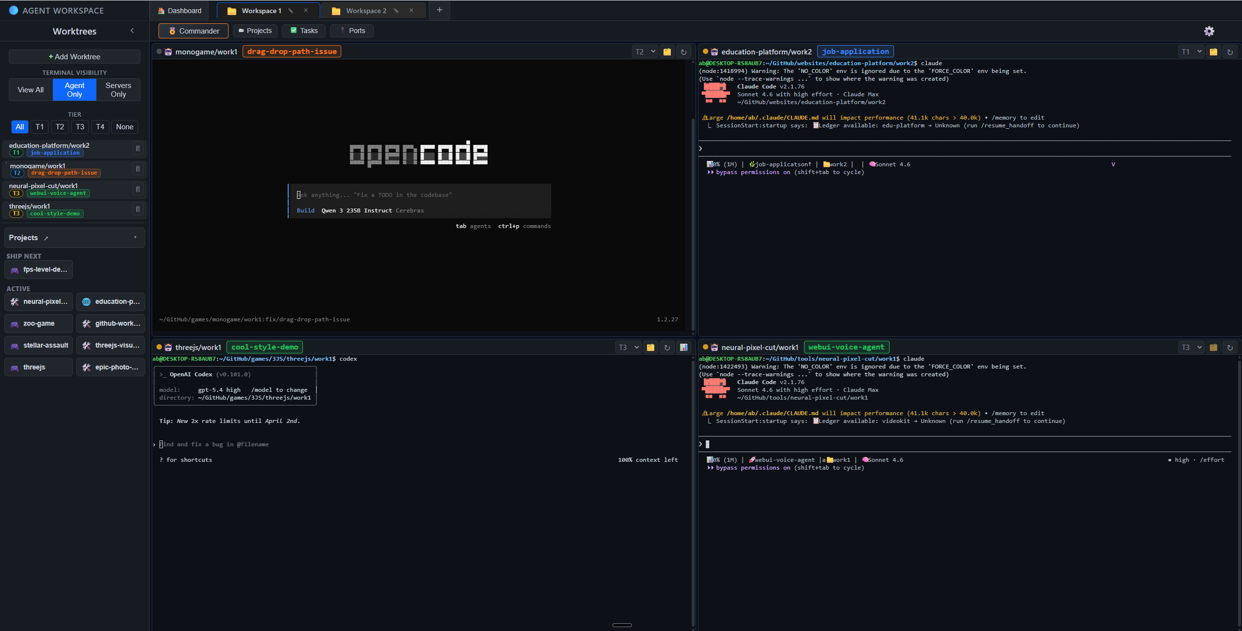Multi-workspace tabs