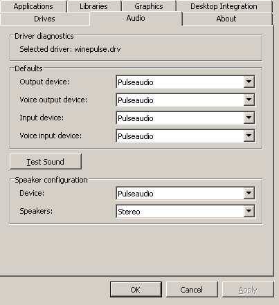 audio tab configuration