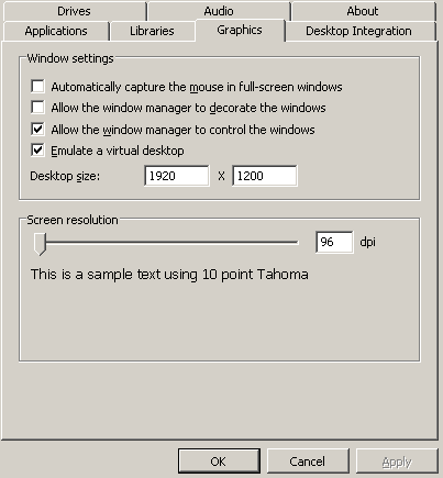 graphics tab configuration