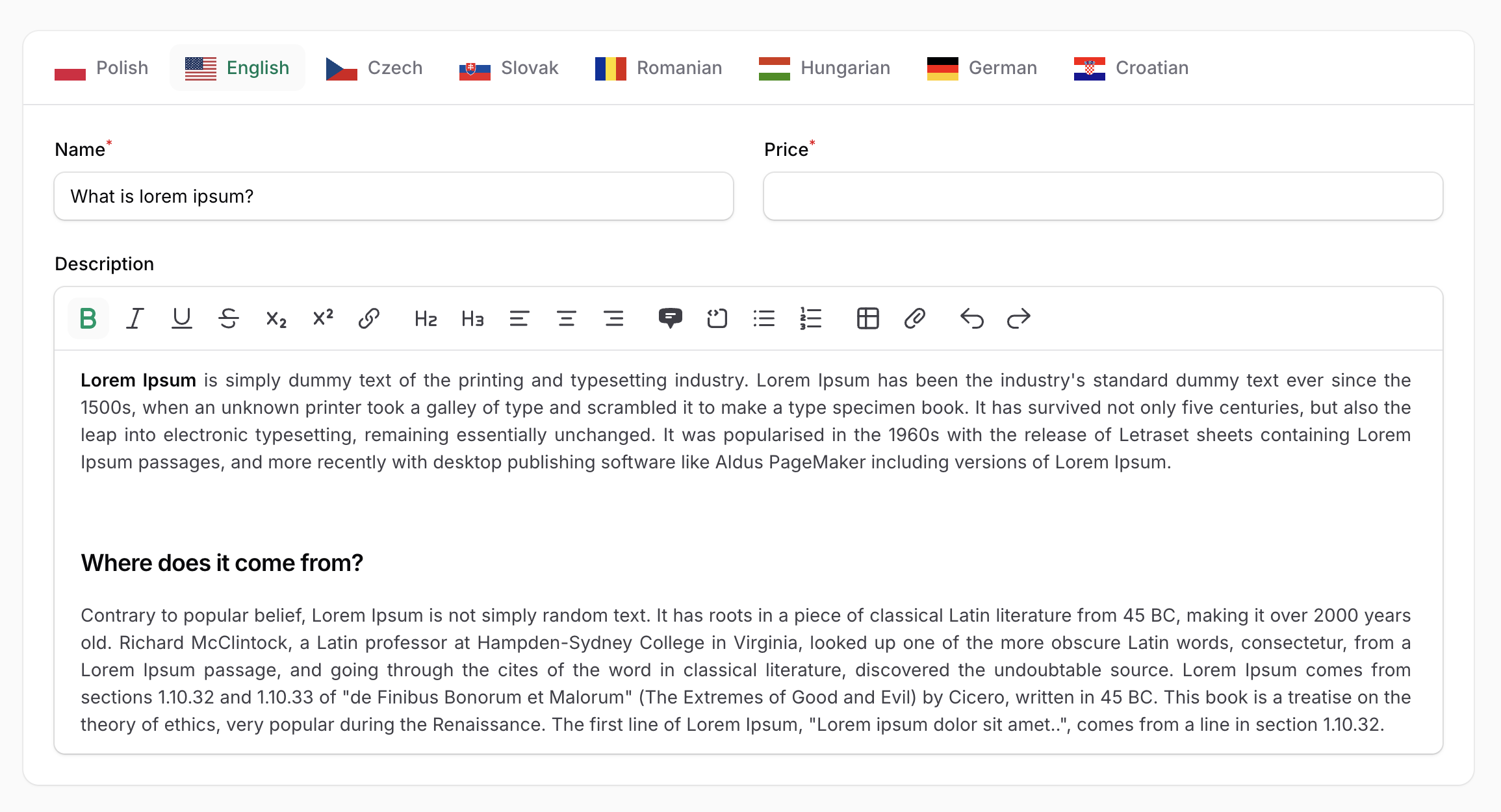 translatable horizontal component