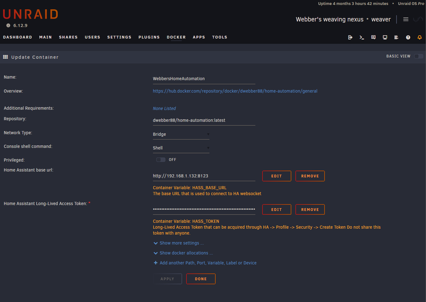 Unraid deployment setup