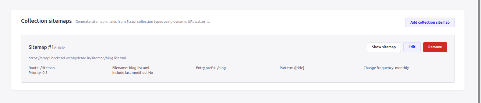 Collection Sitemap Entry