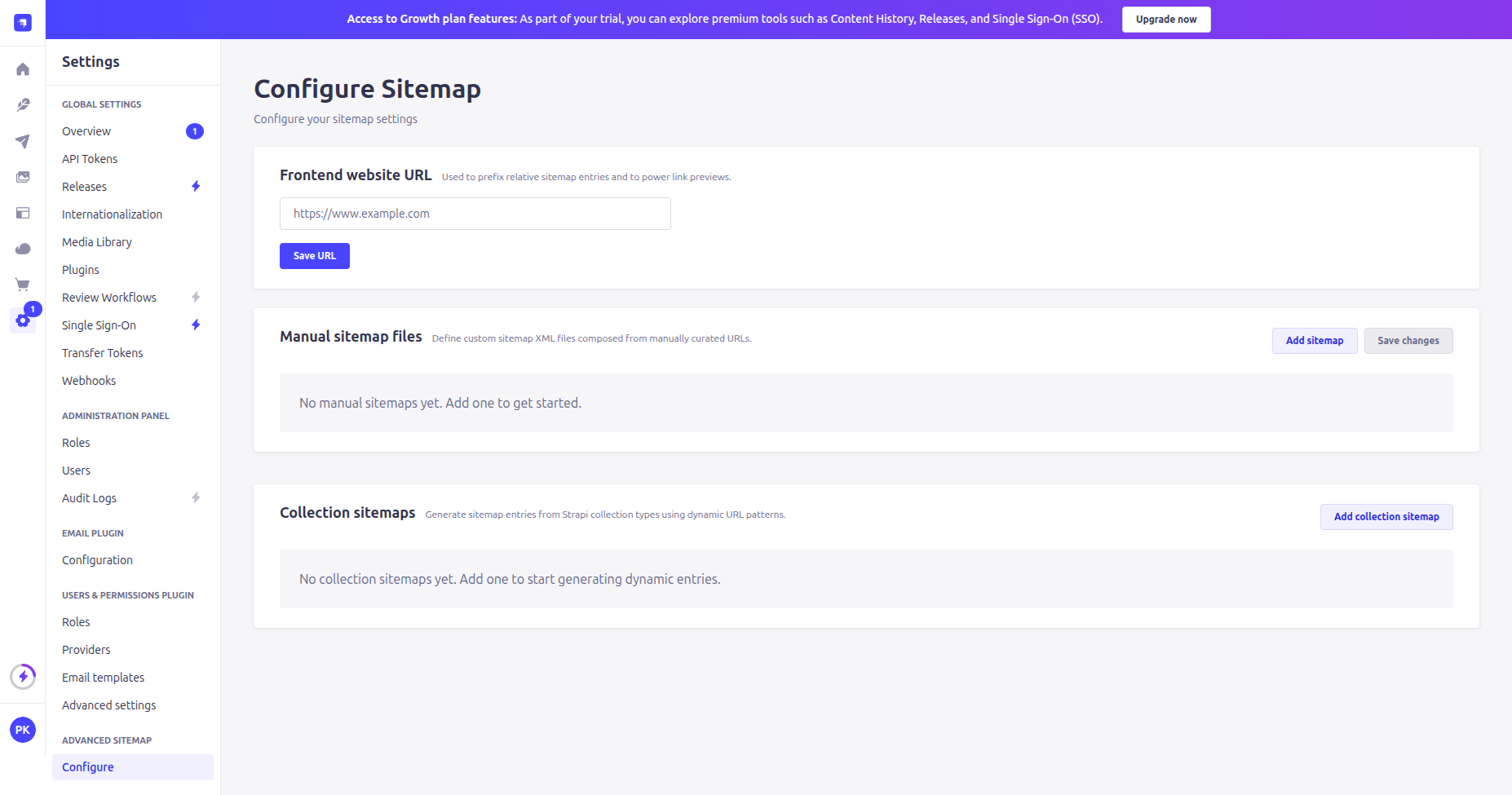 Configure Sitemap Page