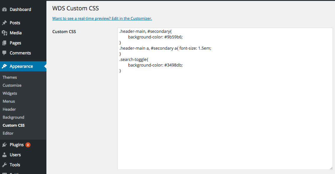 Theme Options Page