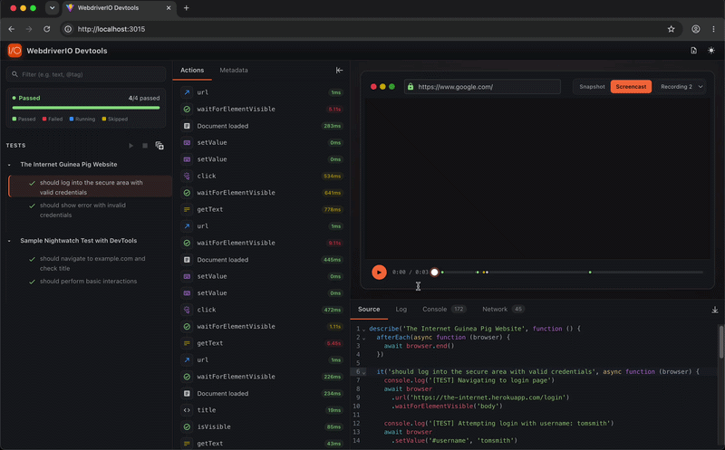 Actions & Command Logs Demo