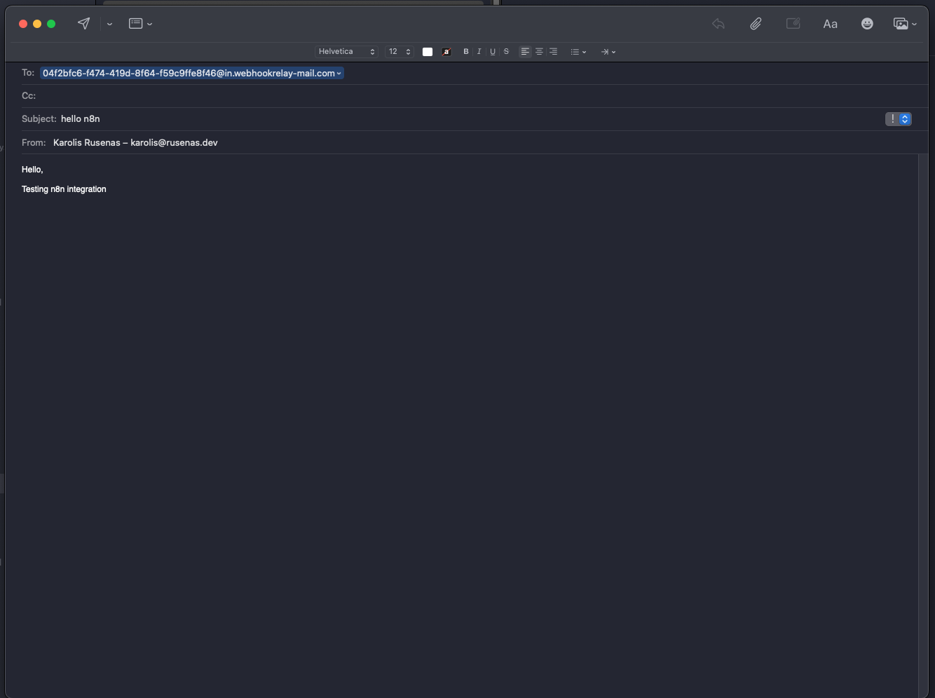Send test email to the inbox address