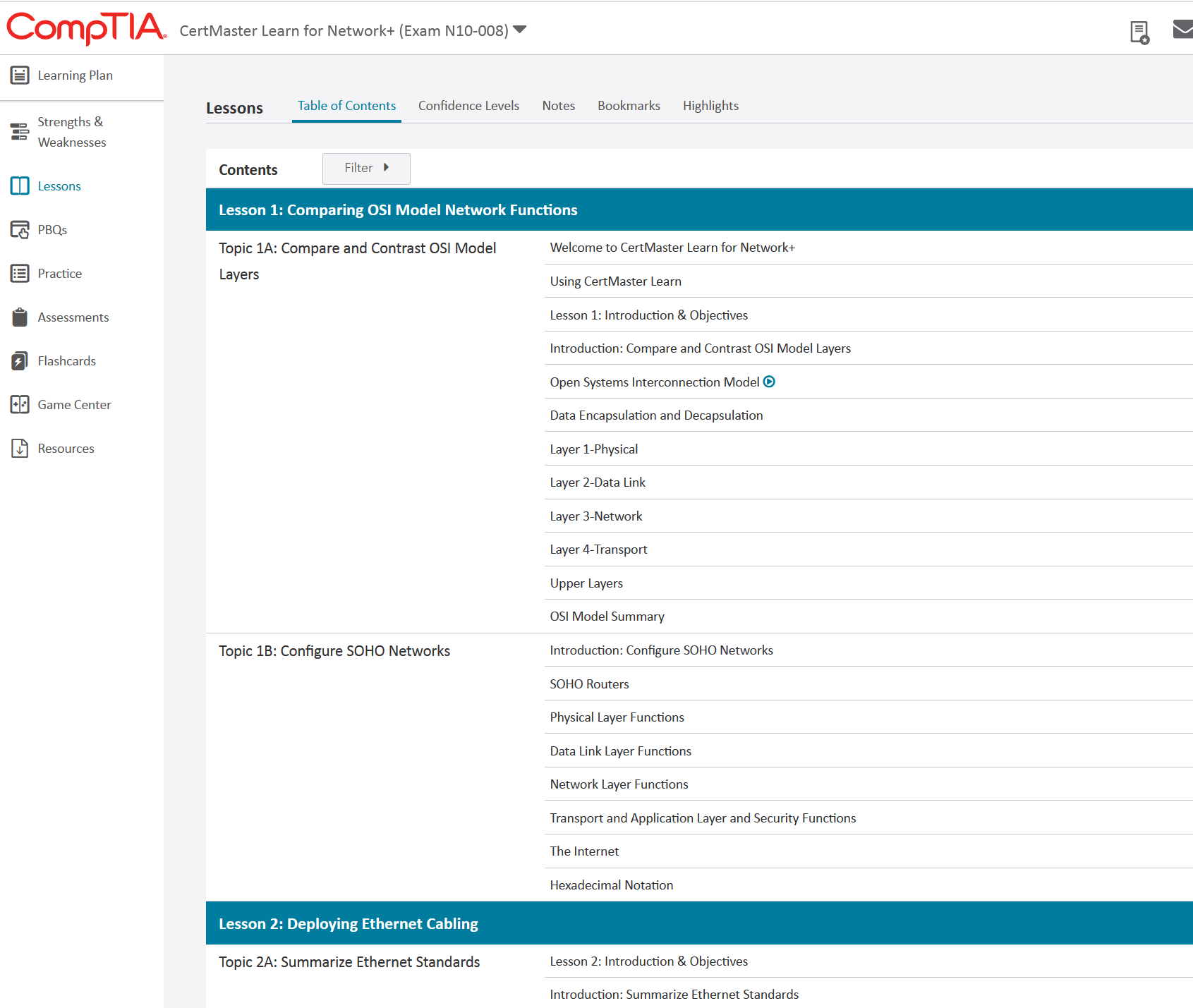 comptia lessons page