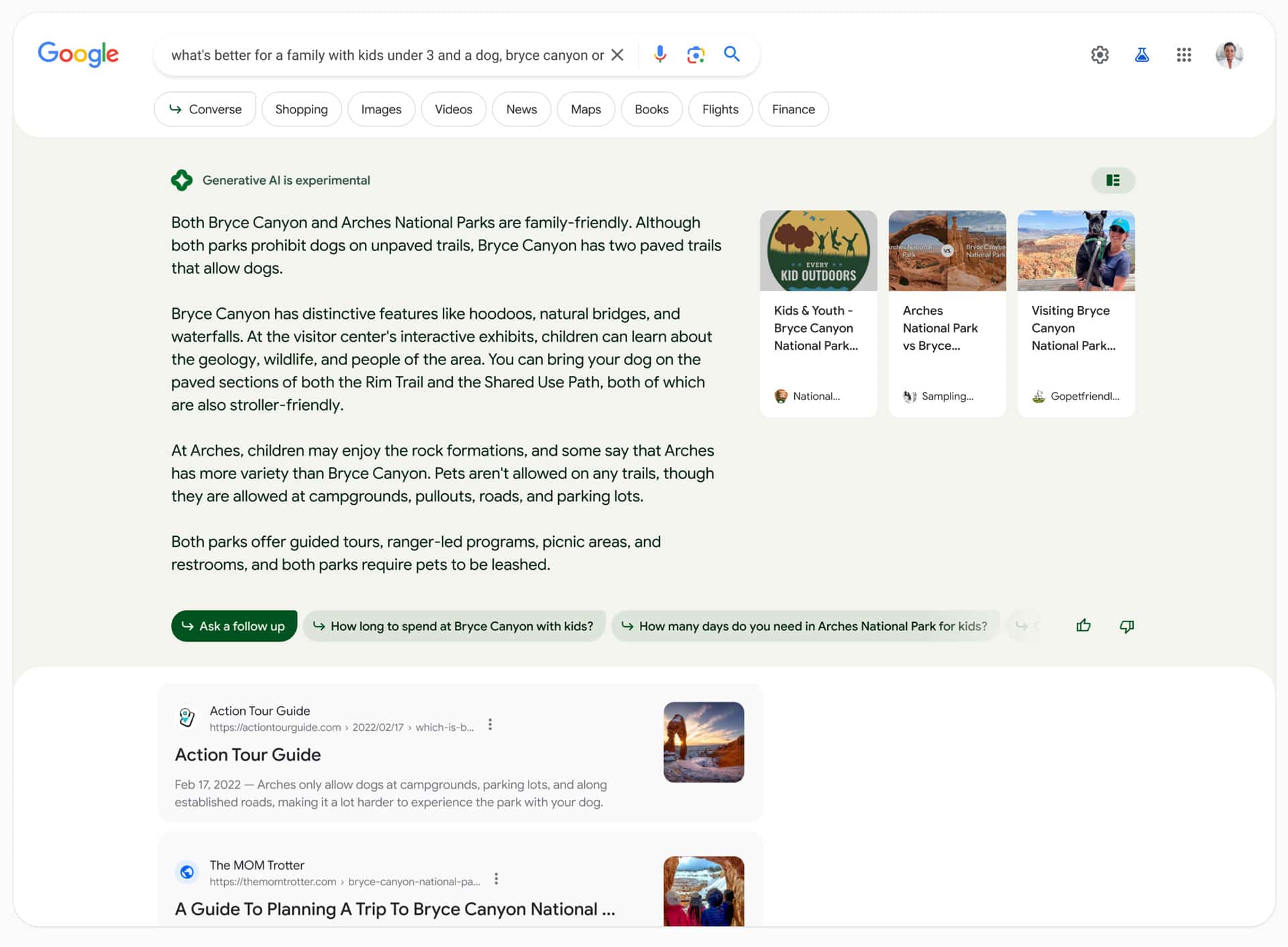 Voorbeeld resultaat Search Generative Experience