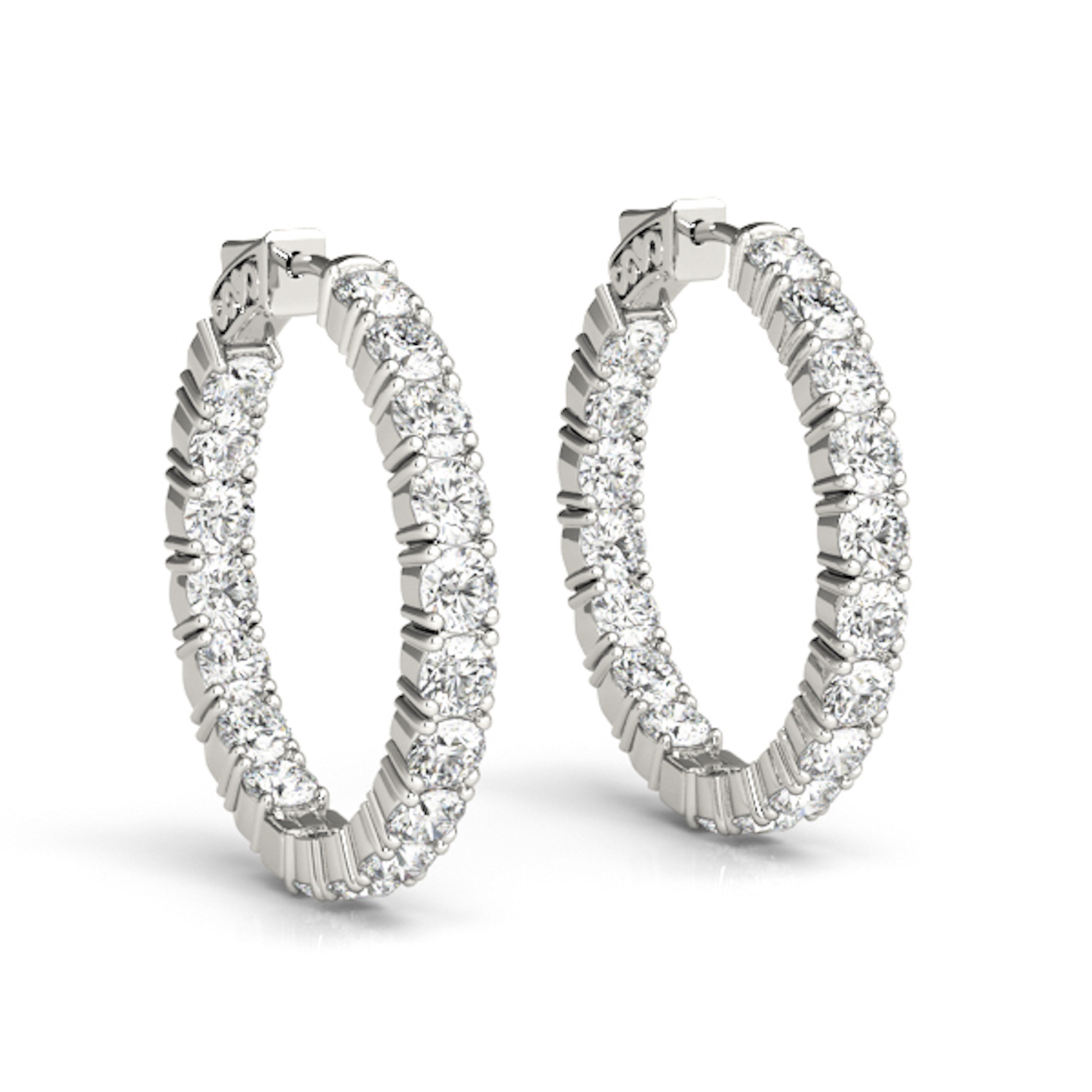 3.60CTW Lab-Grown Diamond 14K White Gold Huggie Hoop Earrings