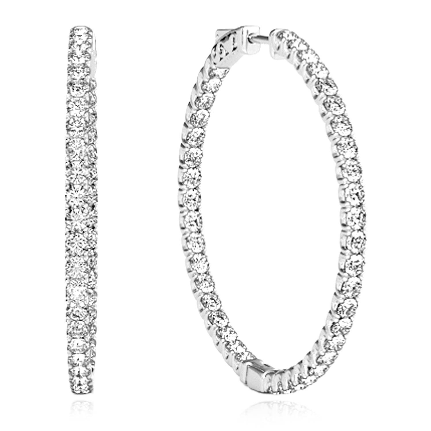 1CTW Lab-Grown Diamond 14K white Gold Huggie Hoop Earrings