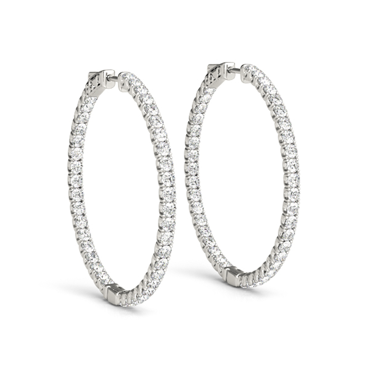 2.10CTW Lab-Grown Diamond 14K White Gold Round Hoop Earrings