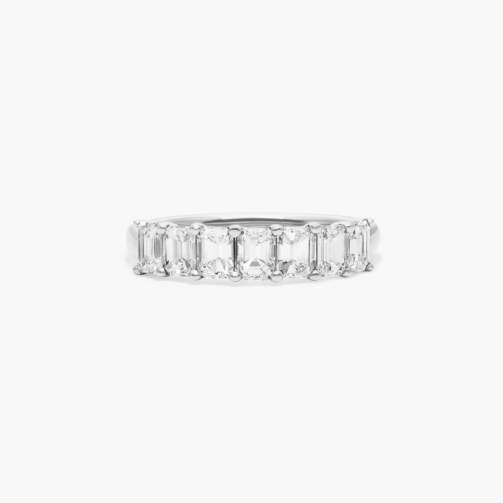 Platinum Seven Stone Emerald Cut Lab Created Diamond Ring