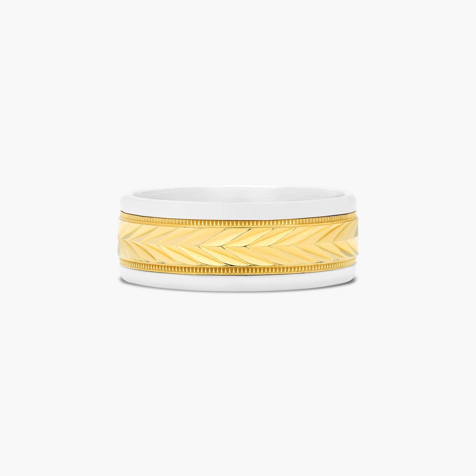 Platinum And Yellow Gold Satin Center Band