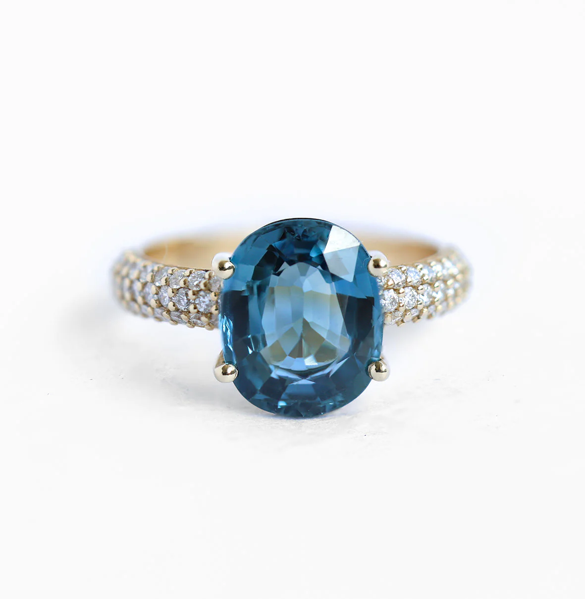 4ct Blue Cushion Sapphire Ring