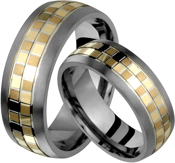 Sada Titanium Ring Wedding Band Set