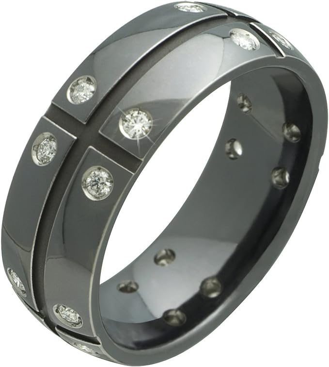 Harmonie Titanium Band Diamonds Center Groove