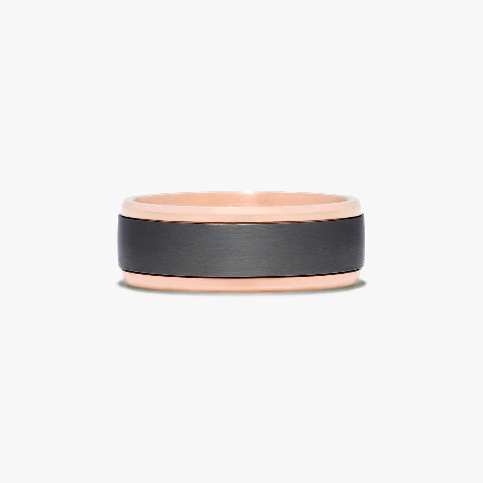 Rose Gold And Black Titanium Satin Center Ring