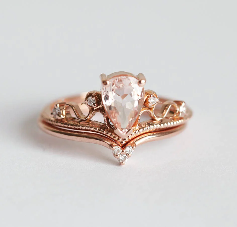 Bria Pear Morganite Ring Set