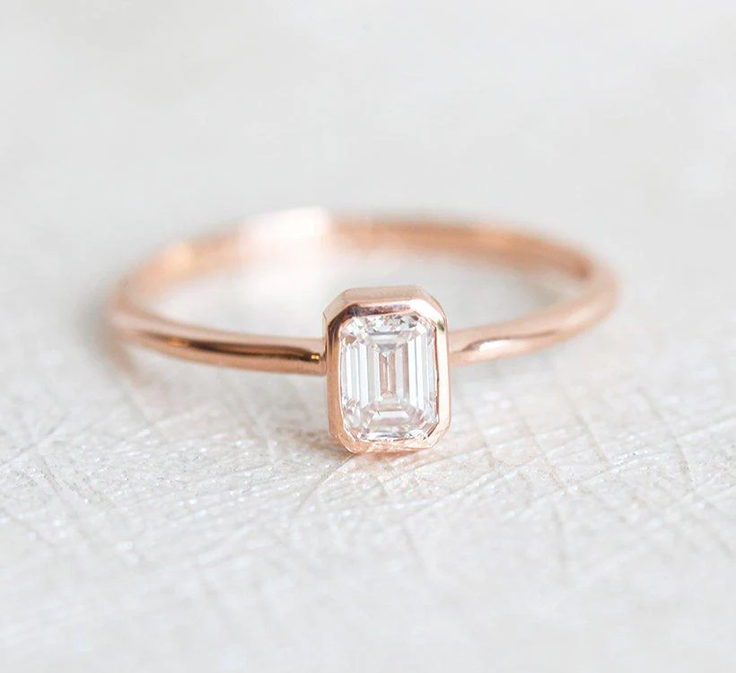 Emerald-cut Diamond Ring Set With Eternity Band