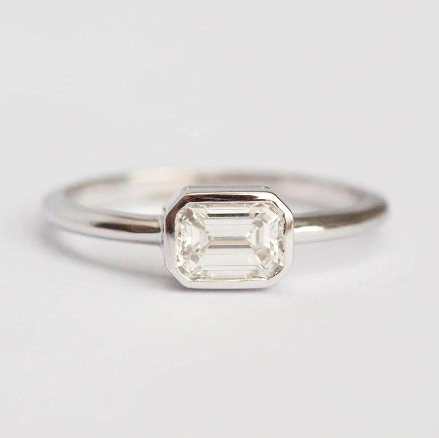 Emerald Cut White Diamond Solitaire Ring