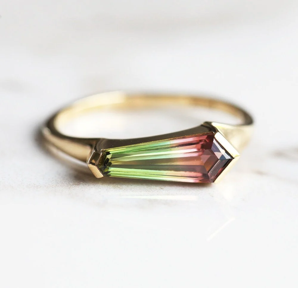 Gianna Shield Kite Ring Watermelon Tourmaline