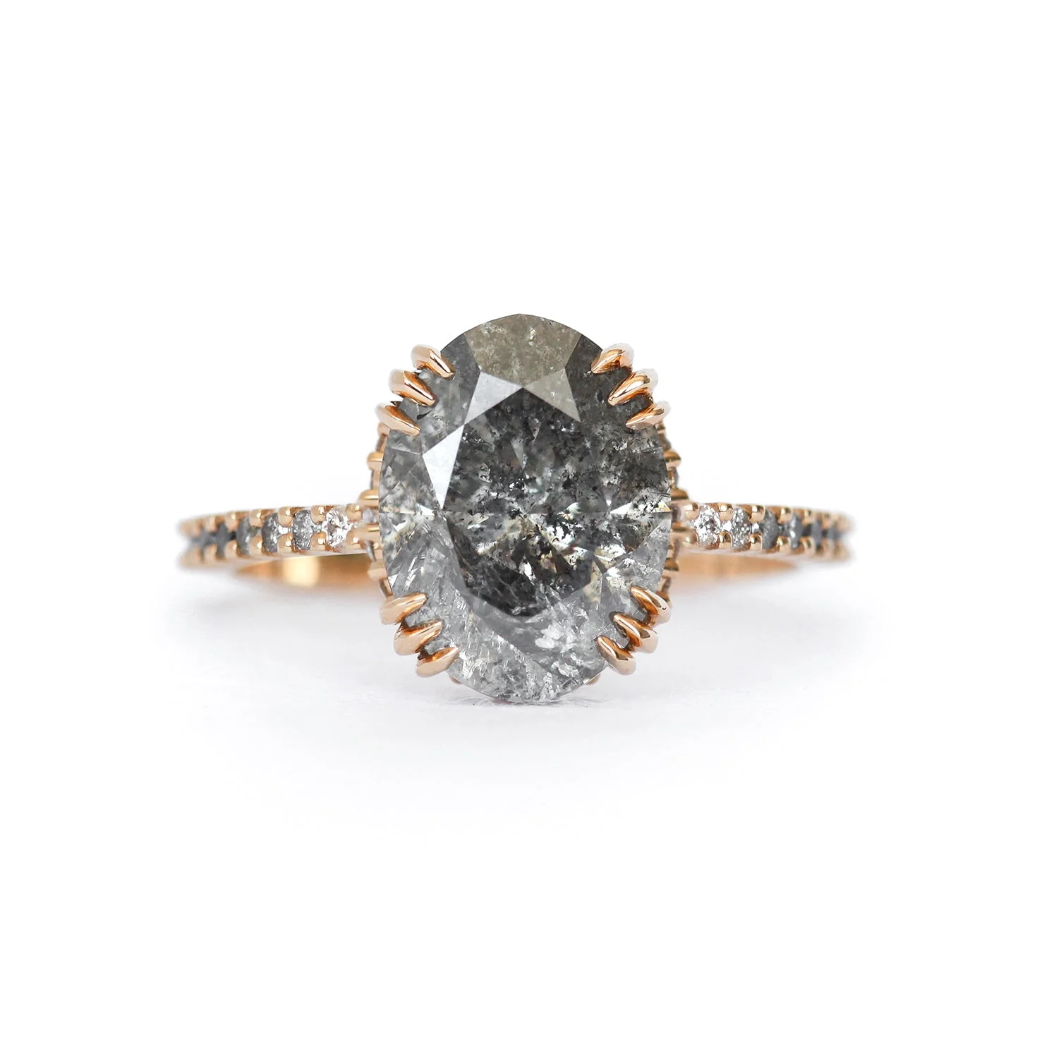 Kayla Oval Salt And Pepper Diamond Ring