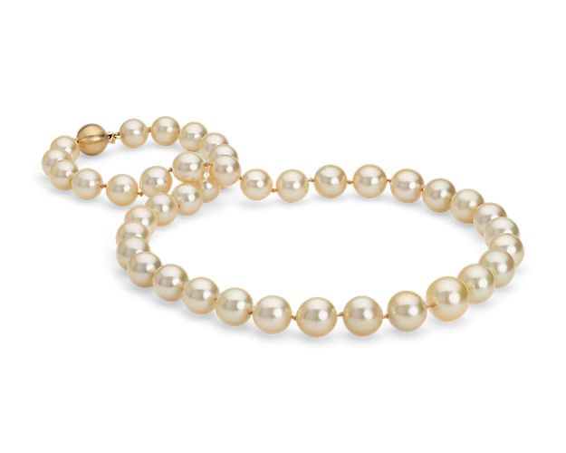 Golden South Sea Cultured Pearl Strand Necklace In 18k Yellow Gold