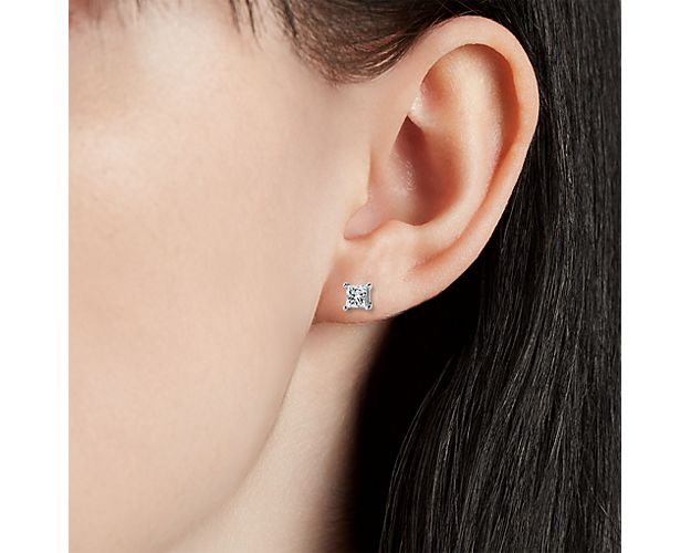 Princess-Cut Diamond Earrings In Platinum