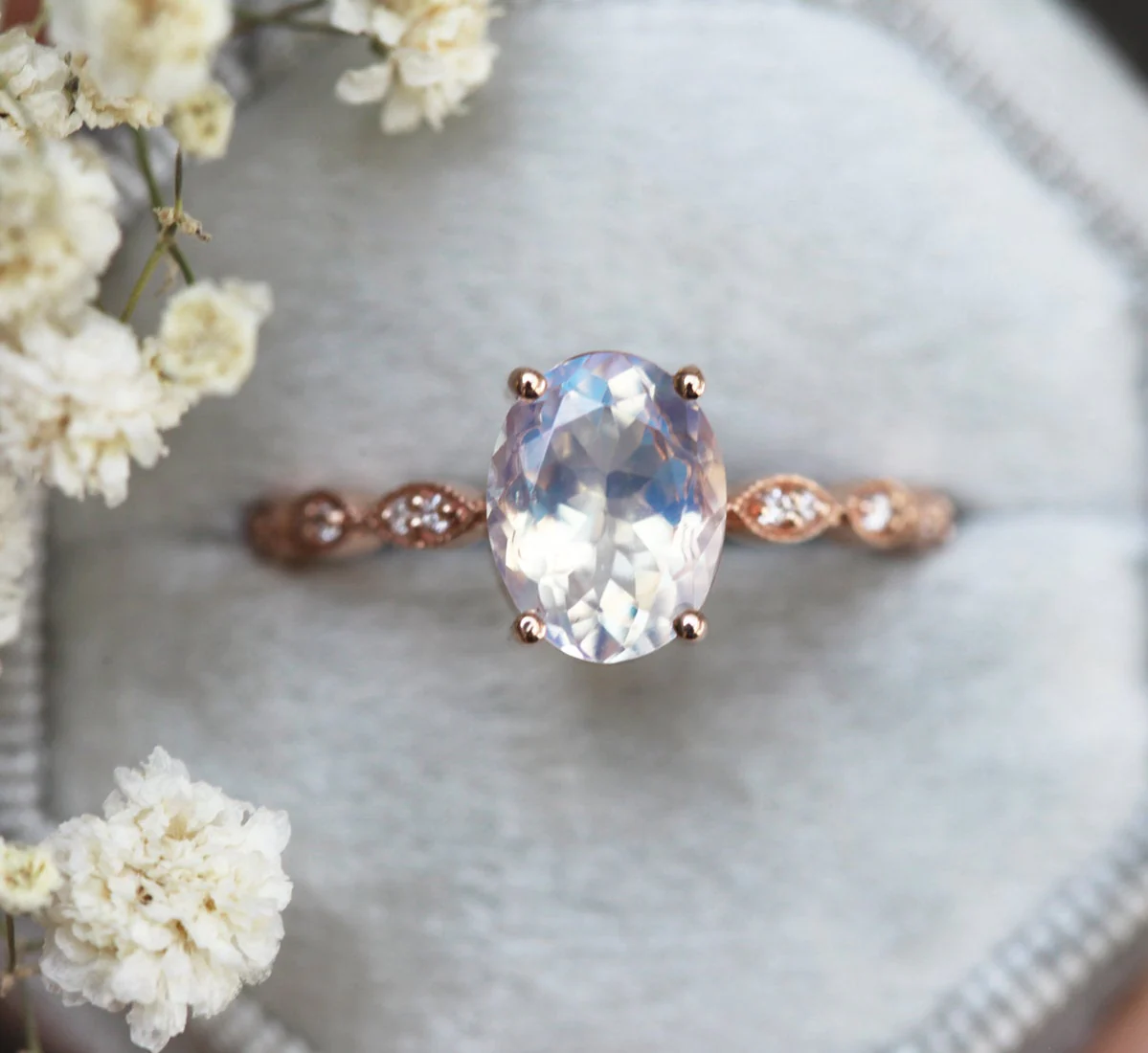 Lorna Vintage Oval Moonstone Ring