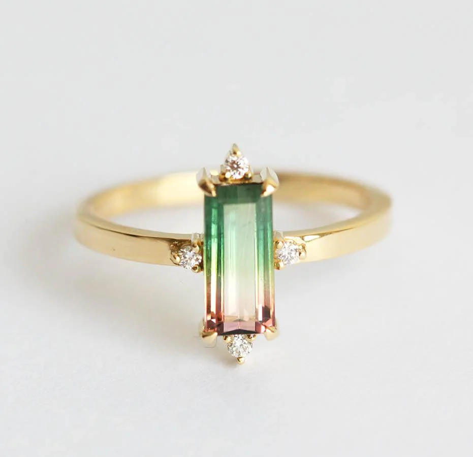 Margot Baguette Ring Watermelon Tourmaline