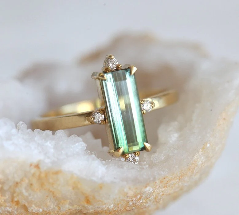 Margot Green Baguette Tourmaline Ring