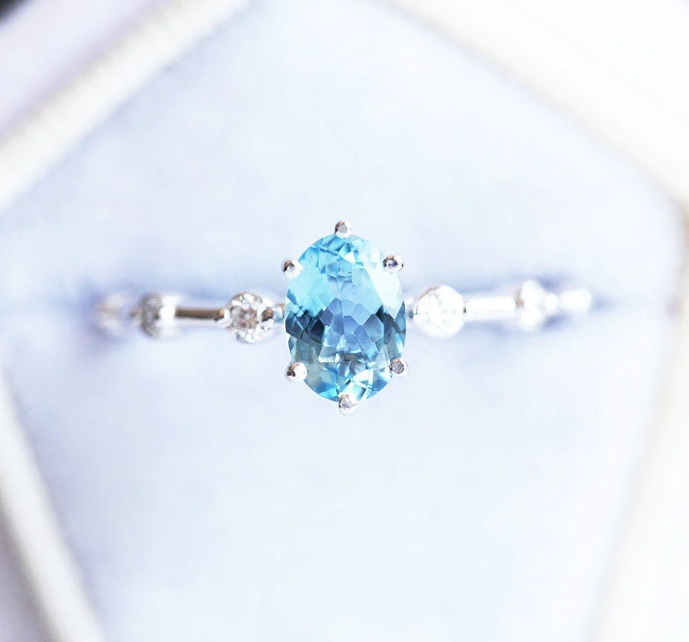 Ophelia Oval Santa Maria Blue Aquamarine Ring