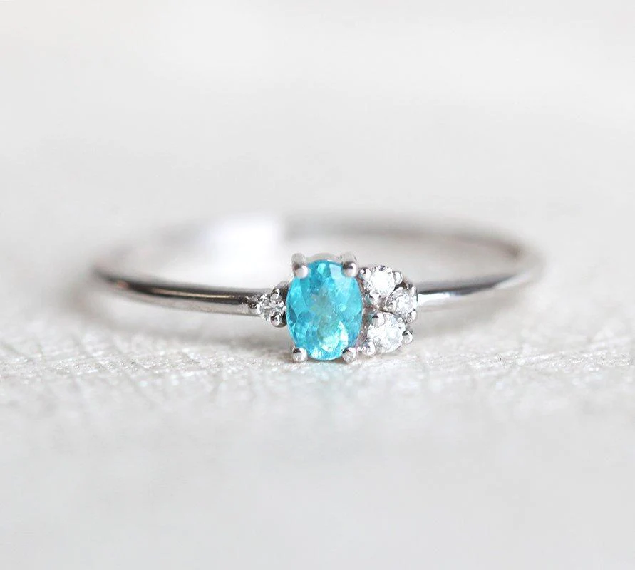 Paraiba Tourmaline Ring, 14k Gold Diamond Ring