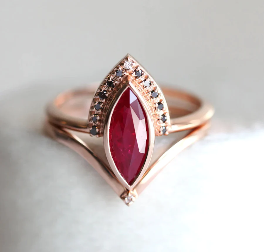 Regina Natural Ruby Engagement Ring Set