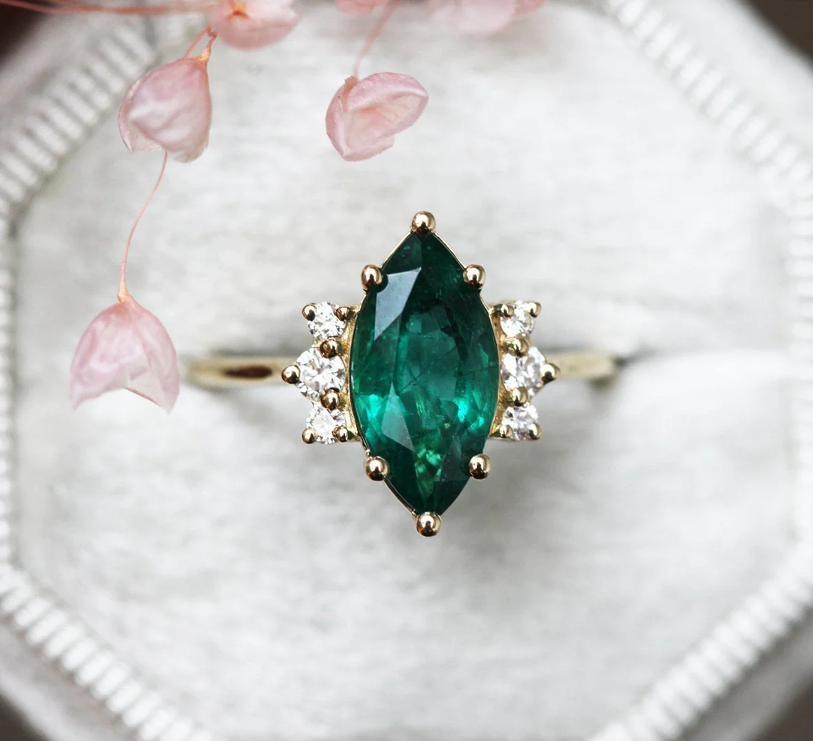 Sophia Marquise Emerald Ring