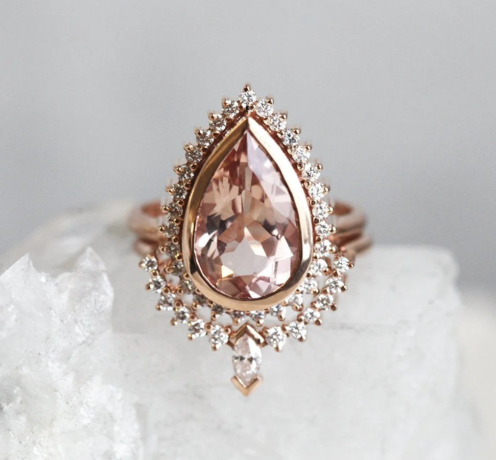 Tara Morganite And Diamond Ring Set