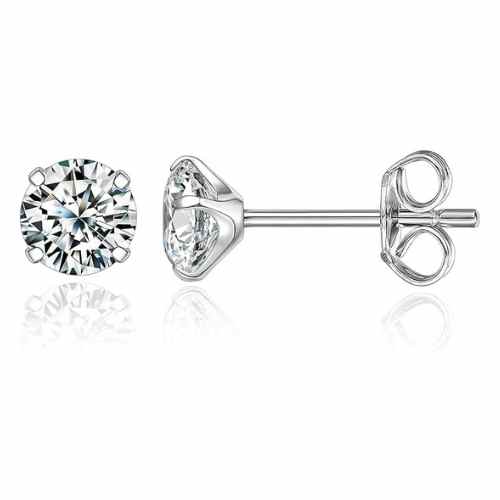 Titanium Hypoallergenic Cubic Zirconia Stud Earrings Round Bright