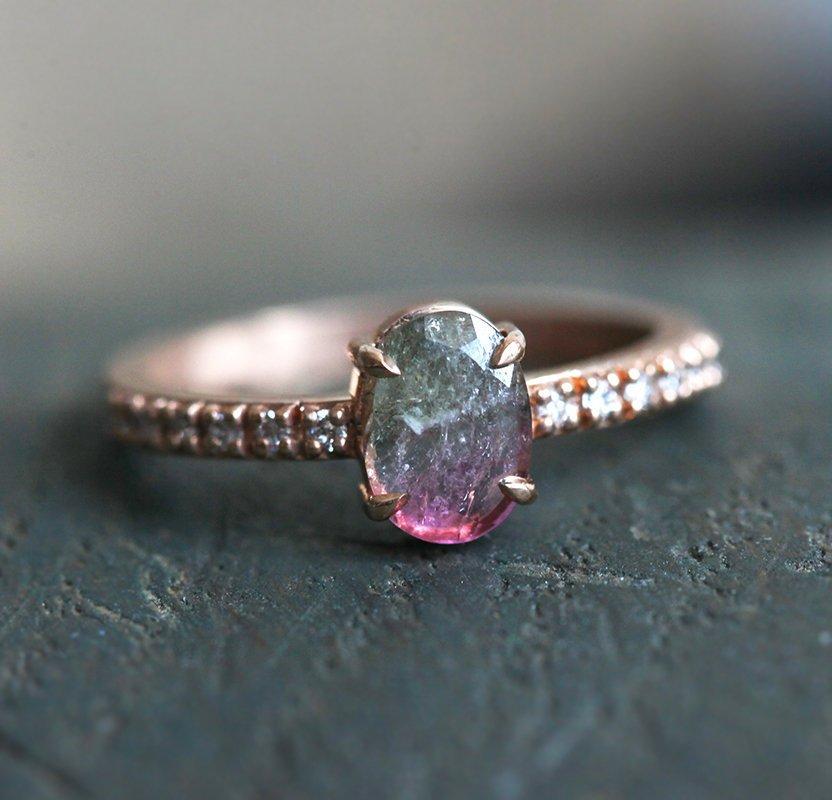 Watermelon Tourmaline Ring Rose Gold