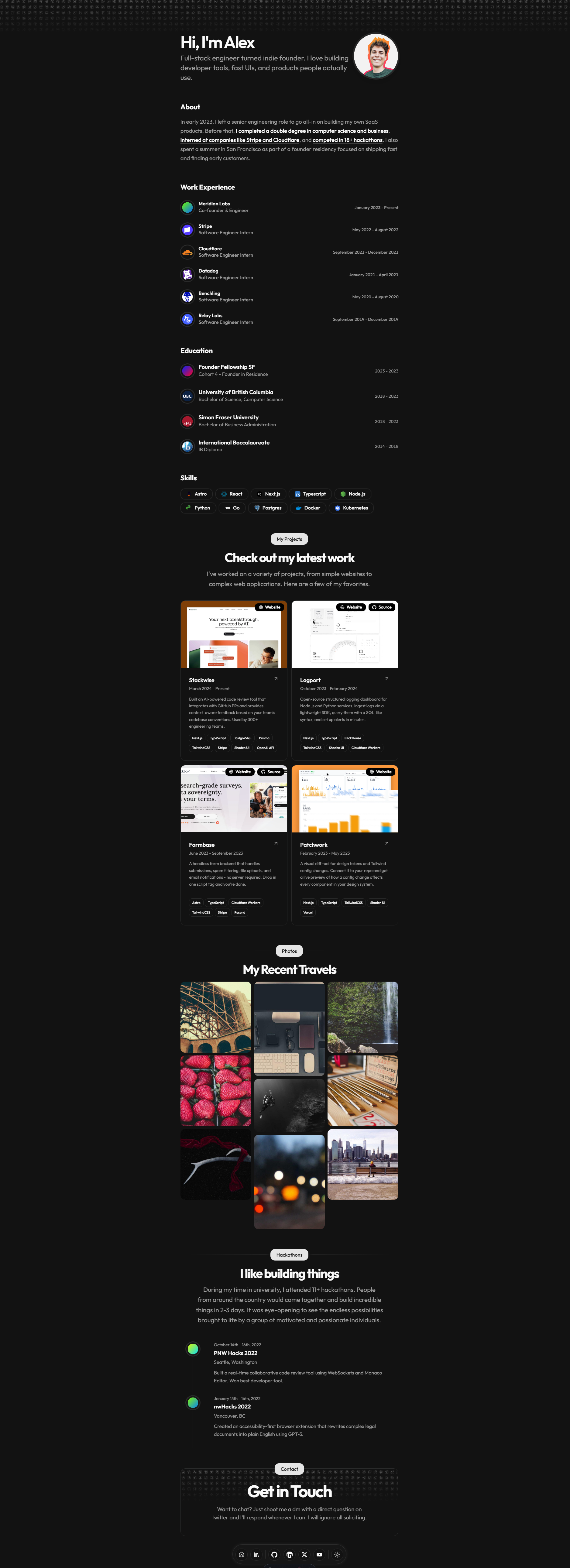 starfolio 网站模板截图