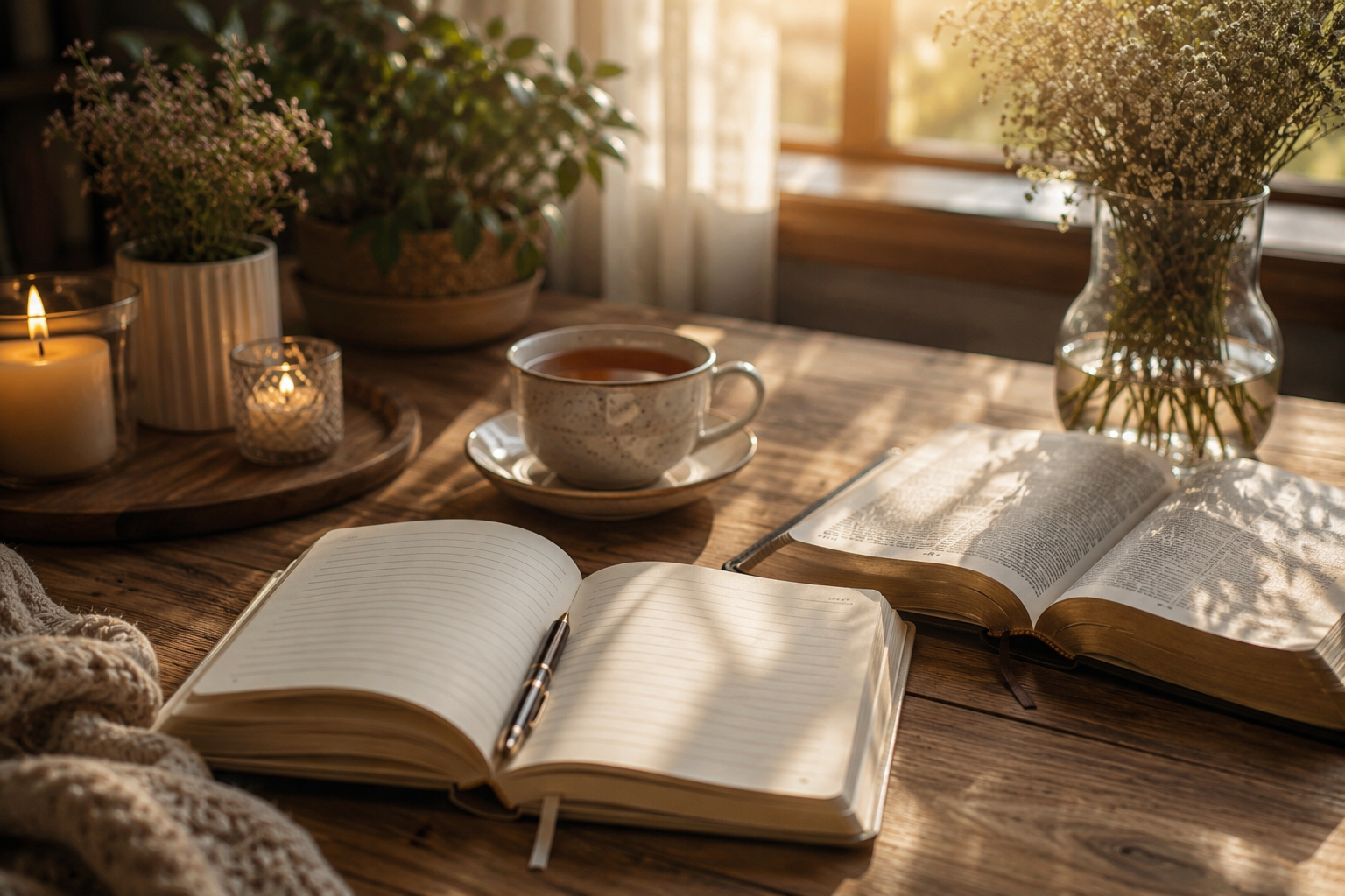 Morning light with coffee and journal